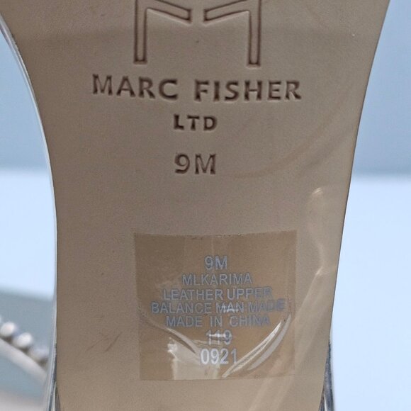 Marc Fisher Karima Rhinestone Heel Sz 9 Metallic Gold Leather Ankle Strap Sandal - Picture 15 of 16
